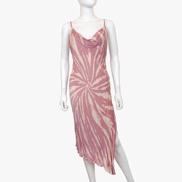 NWT VICI "Diva" Sleeveless Asymmetrical Tie-Dye Slip Midi Dress (Pink | Size S) - Picture 3 of 7
